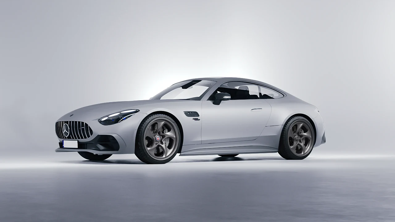 Mercedes-Benz AMG GT43 Coupe 2024 on HRE Performance Wheels 522 forged wheels, front three-quarter view