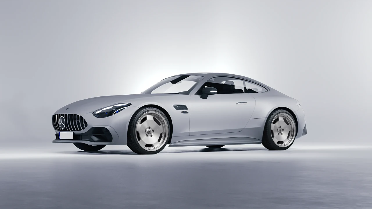 Mercedes-Benz AMG GT43 Coupe 2024 on HRE Performance Wheels 544 forged wheels, front three-quarter view