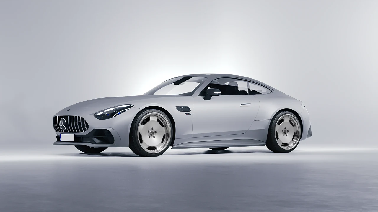 Mercedes-Benz AMG GT43 Coupe 2024 on HRE Performance Wheels 544C forged wheels, front three-quarter view