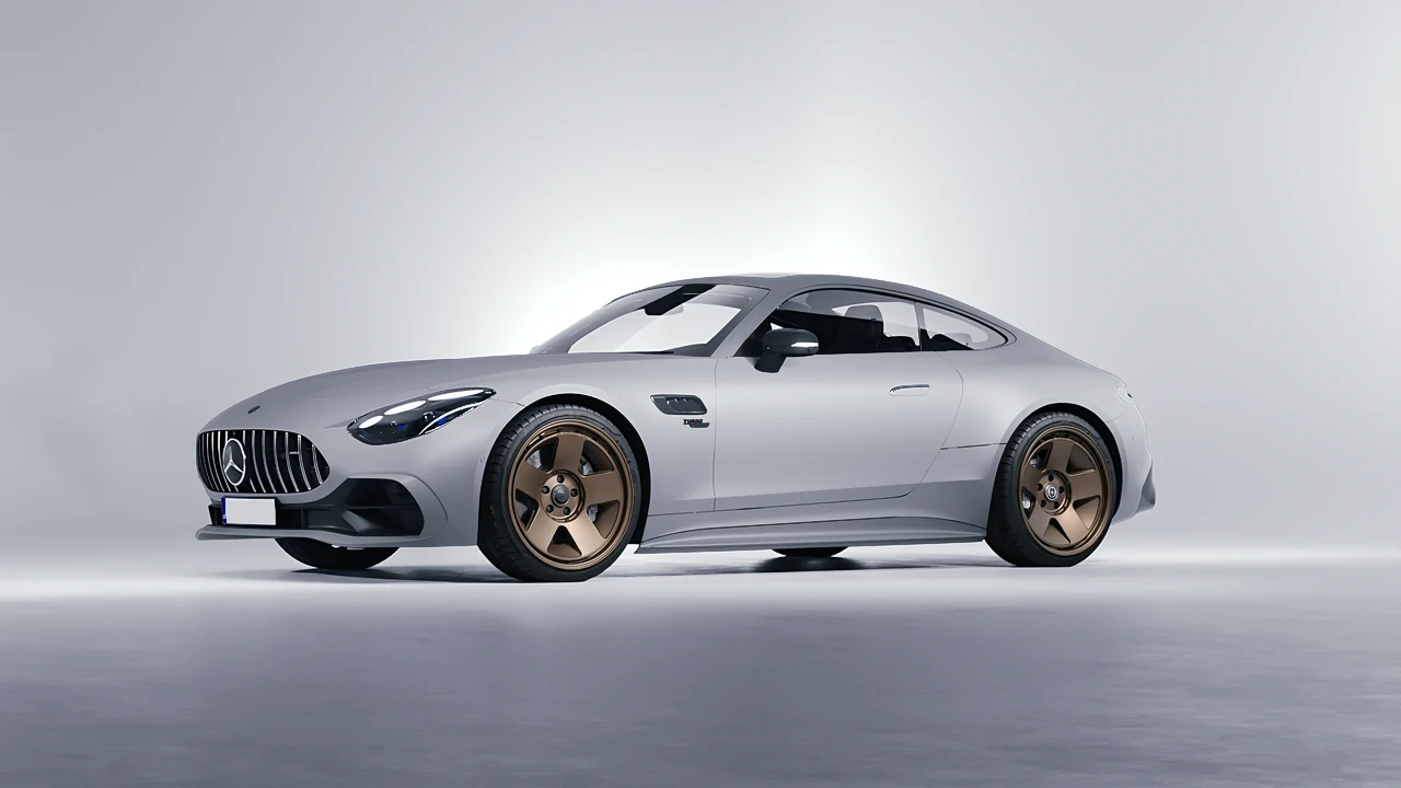 Mercedes-Benz AMG GT43 Coupe 2024 on HRE Performance Wheels 555-GTM forged wheels, front three-quarter view