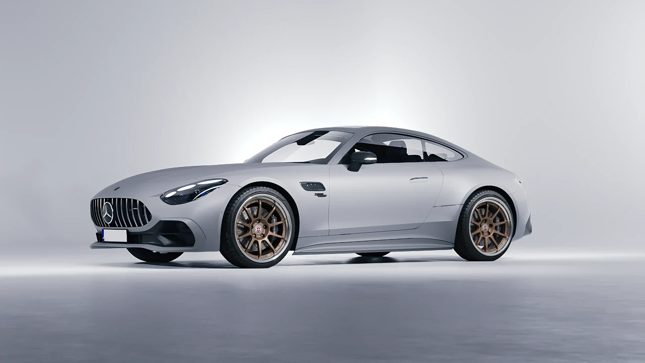 Mercedes-Benz AMG GT43 Coupe 2024 on HRE Performance Wheels C103 forged wheels, front three-quarter view