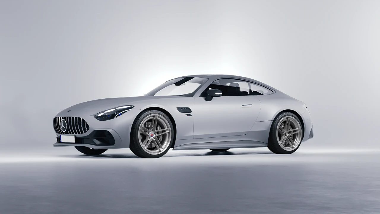 Mercedes-Benz AMG GT43 Coupe 2024 on HRE Performance Wheels G-Code forged wheels, front three-quarter view