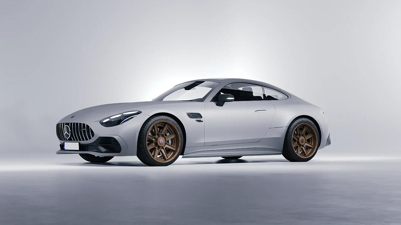 Mercedes-Benz AMG GT43 Coupe 2024 on HRE Performance Wheels HD188 forged wheels, front three-quarter view