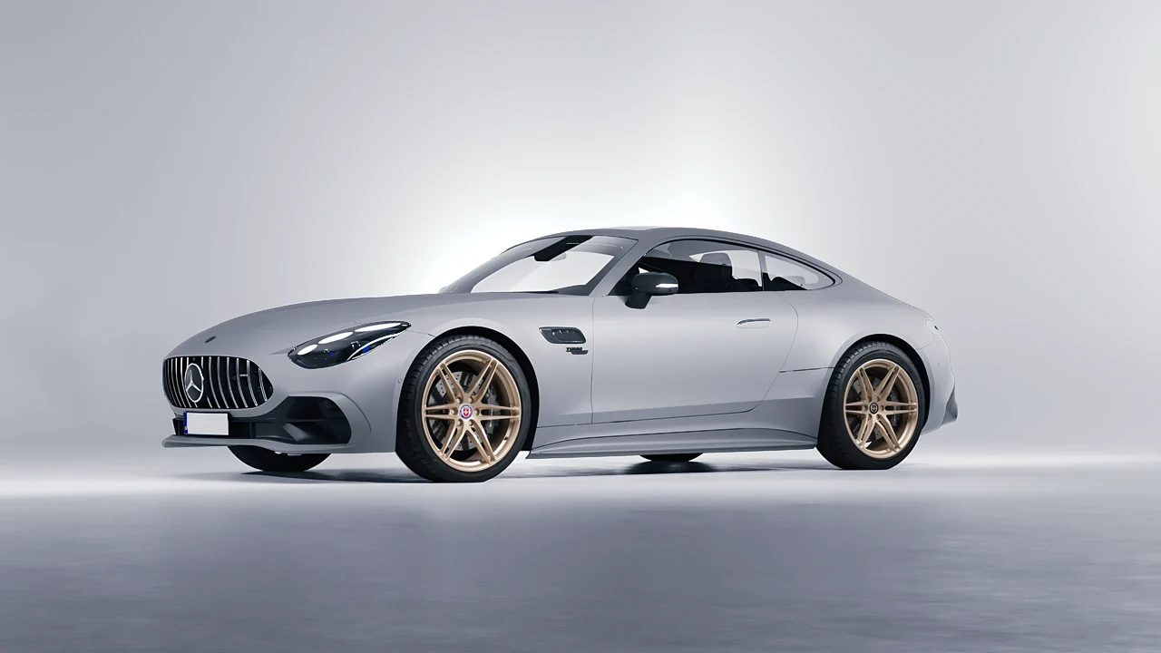 Mercedes-Benz AMG GT43 Coupe 2024 on HRE Performance Wheels P106 forged wheels, front three-quarter view