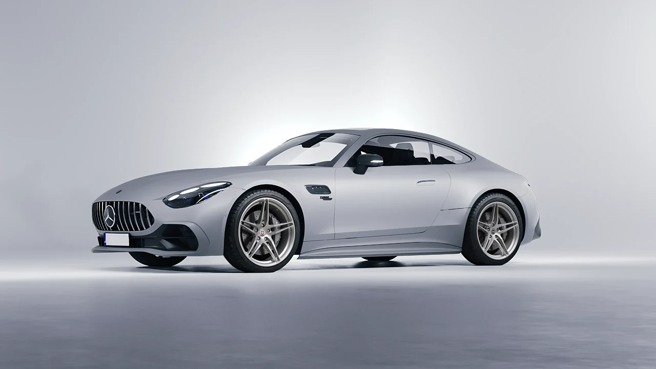 Mercedes-Benz AMG GT43 Coupe 2024 on HRE Performance Wheels P107 forged wheels, front three-quarter view