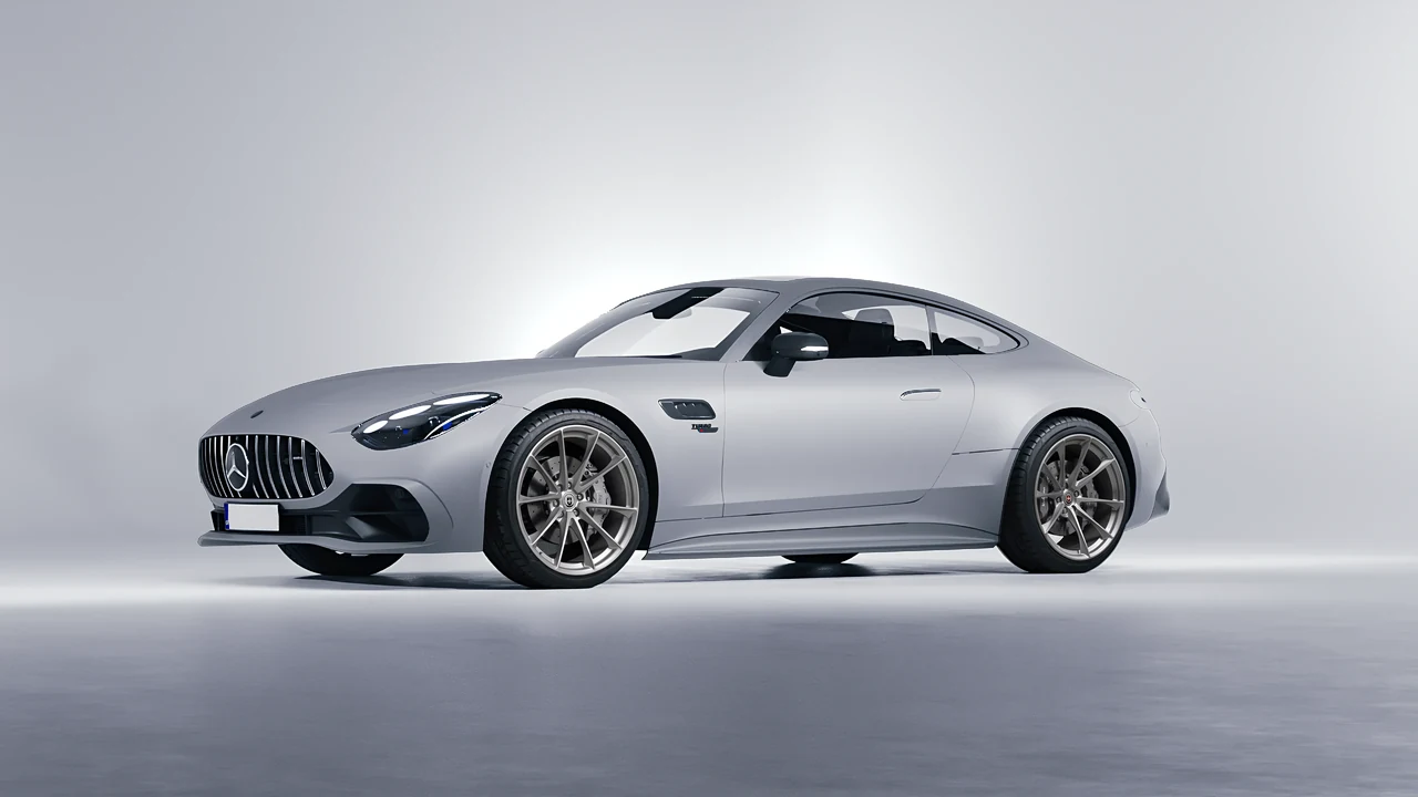 Mercedes-Benz AMG GT43 Coupe 2024 on HRE Performance Wheels P204 forged wheels, front three-quarter view