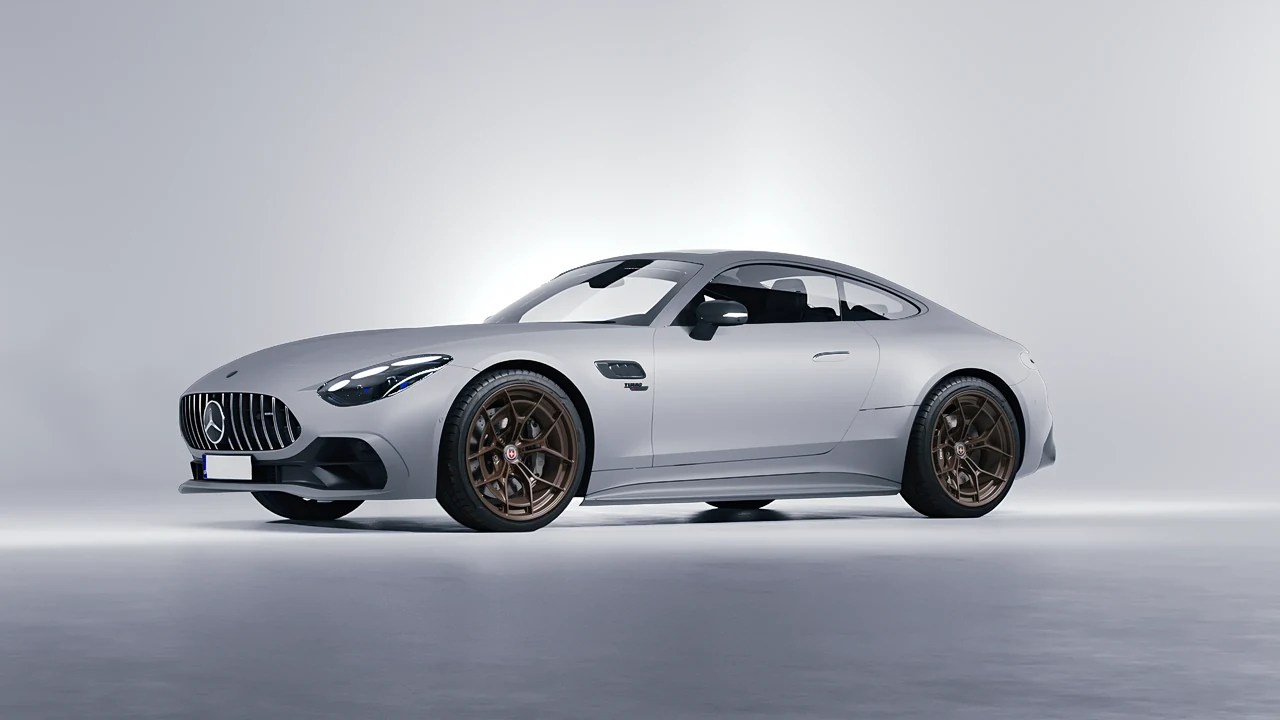 Mercedes-Benz AMG GT43 Coupe 2024 on HRE Performance Wheels P301 forged wheels, front three-quarter view