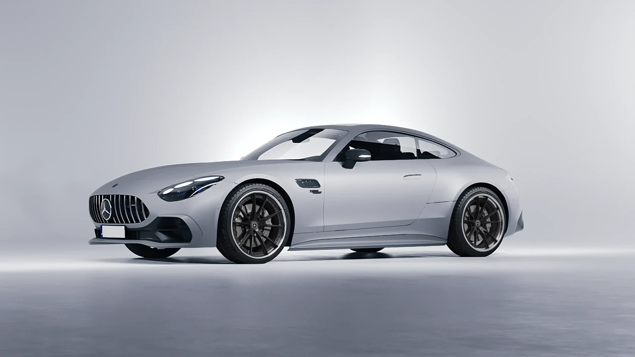Mercedes-Benz AMG GT43 Coupe 2024 on HRE Performance Wheels S104 forged wheels, front three-quarter view