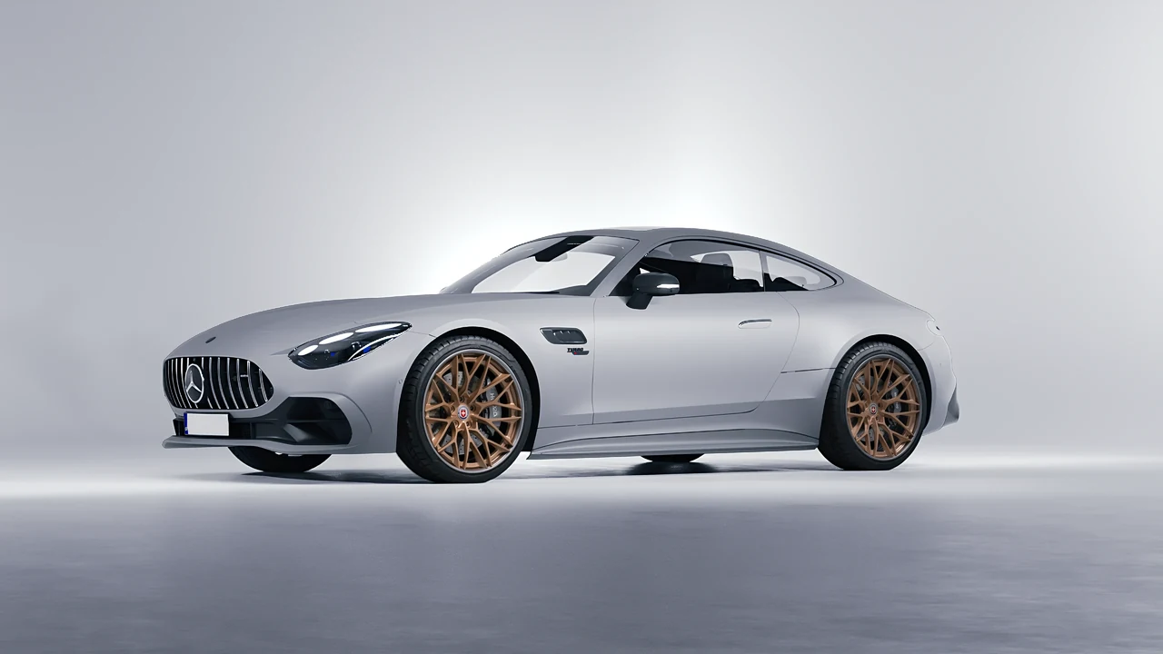 Mercedes-Benz AMG GT43 Coupe 2024 on HRE Performance Wheels S200H forged wheels, front three-quarter view