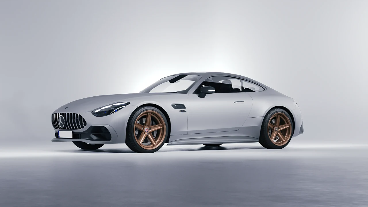 Mercedes-Benz AMG GT43 Coupe 2024 on HRE Performance Wheels Tusk forged wheels, front three-quarter view