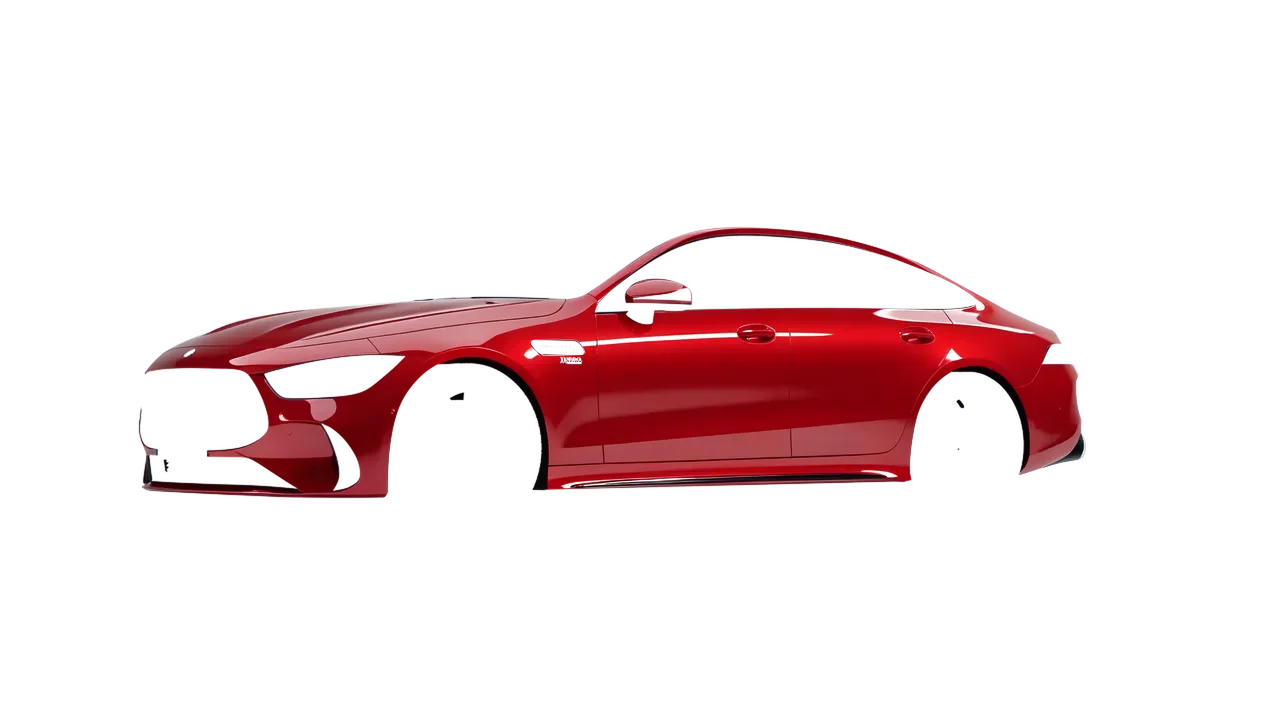 Mercedes-Benz AMG Gt53 4 Door 2023 wrapped in Hot Rod Red (3M G13), front three-quarter view