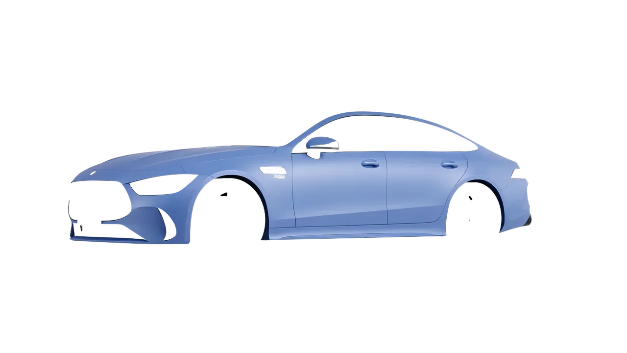 Mercedes-Benz AMG Gt53 4 Door 2023 wrapped in Dreamline Blue (Avery Dennison SW900-616-O), front three-quarter view