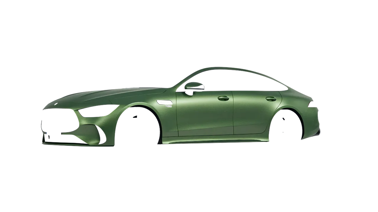 Mercedes-Benz AMG Gt53 4 Door 2023 wrapped in Apple Green (Avery Dennison SW900-745-M), front three-quarter view