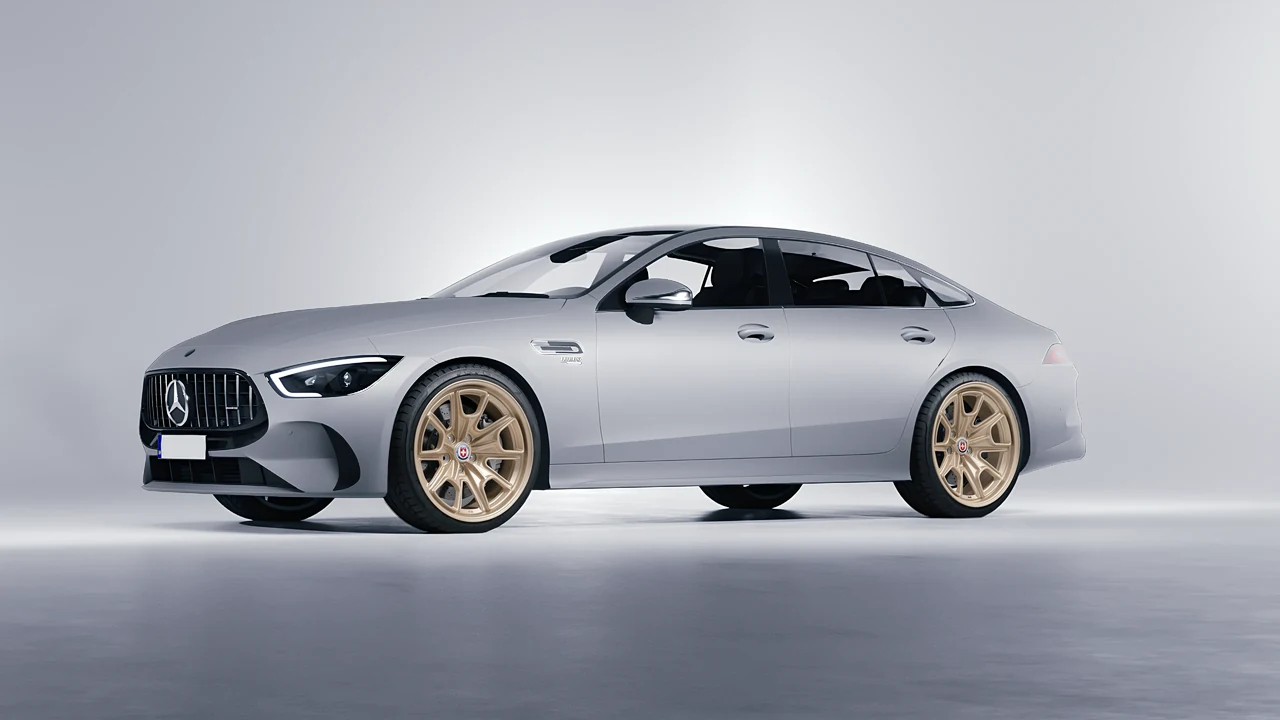 Mercedes-Benz AMG Gt53 4 Door 2023 on HRE Performance Wheels 427M forged wheels, front three-quarter view