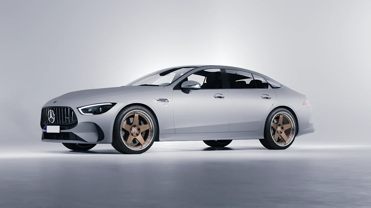 Mercedes-Benz AMG Gt53 4 Door 2023 on HRE Performance Wheels C105 forged wheels, front three-quarter view