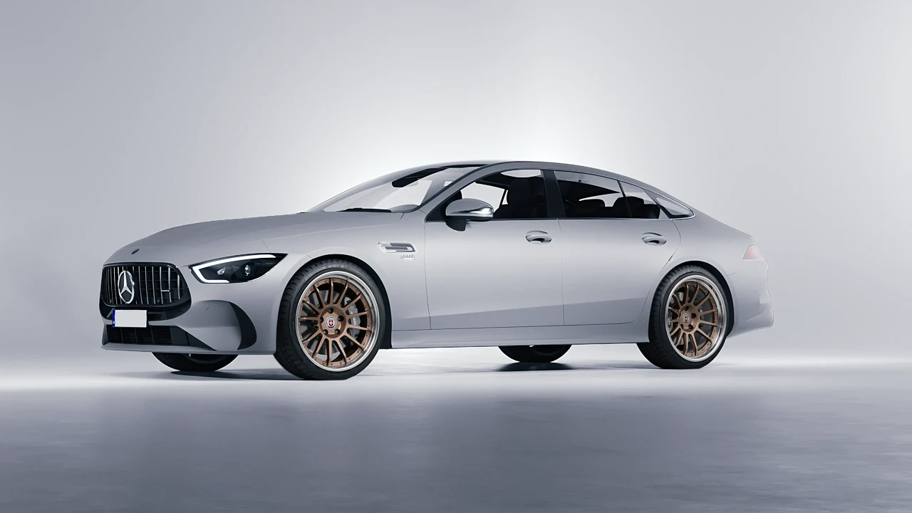 Mercedes-Benz AMG Gt53 4 Door 2023 on HRE Performance Wheels C109 forged wheels, front three-quarter view