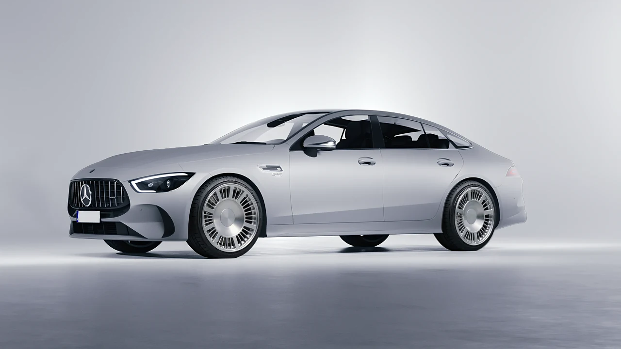 Mercedes-Benz AMG Gt53 4 Door 2023 on RDB LA Masterpiece forged wheels, front three-quarter view