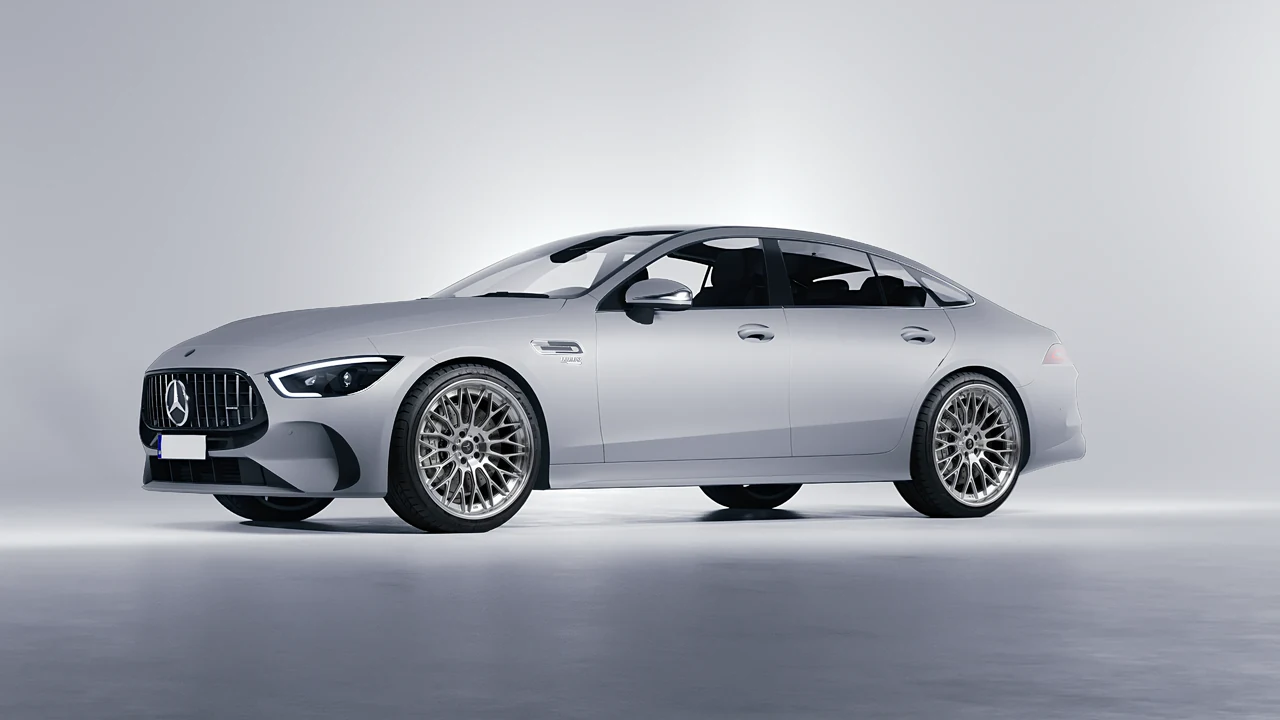 Mercedes-Benz AMG Gt53 4 Door 2023 on RDB LA Signature forged wheels, front three-quarter view