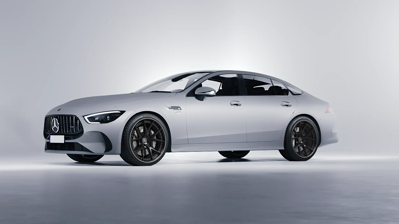 Mercedes-Benz AMG Gt53 4 Door 2023 on HRE Performance Wheels S101 forged wheels, front three-quarter view