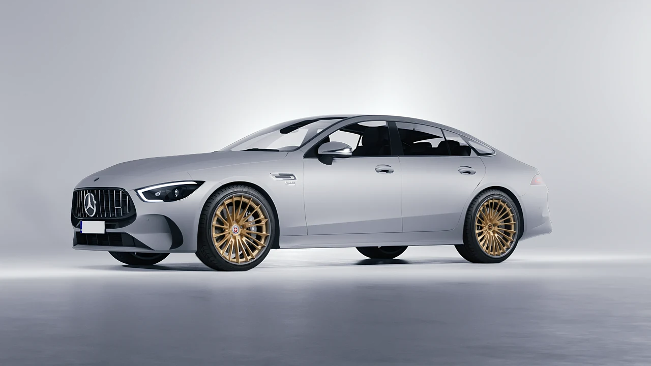 Mercedes-Benz AMG Gt53 4 Door 2023 on HRE Performance Wheels S209H forged wheels, front three-quarter view
