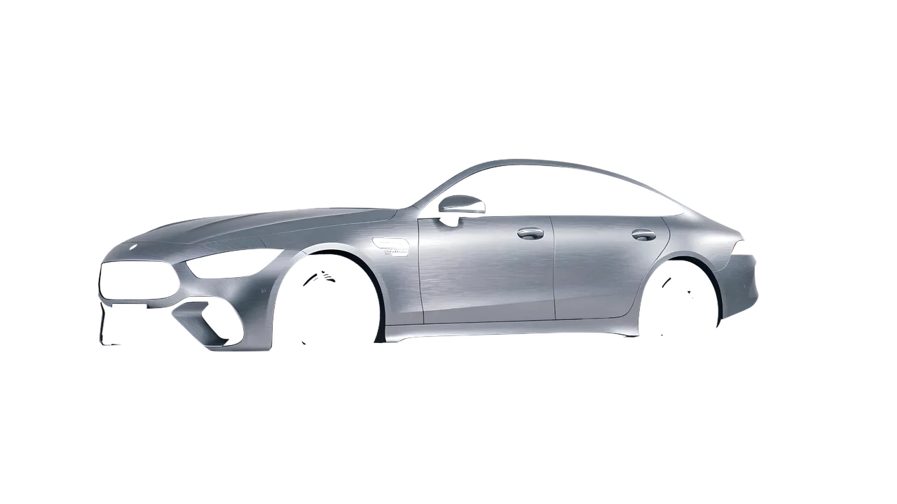 Mercedes-Benz AMG Gt63 S E Performance 4 Door 2023 wrapped in Brushed Aluminum (Avery Dennison SW900-812-X), front three-quarter view