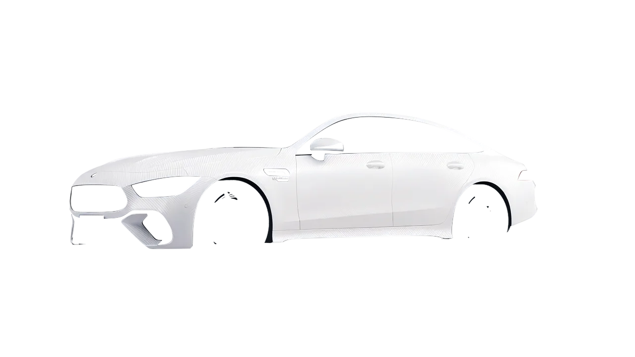 Mercedes-Benz AMG Gt63 S E Performance 4 Door 2023 wrapped in Carbon Fiber White (Avery Dennison SW900-115-X), front three-quarter view