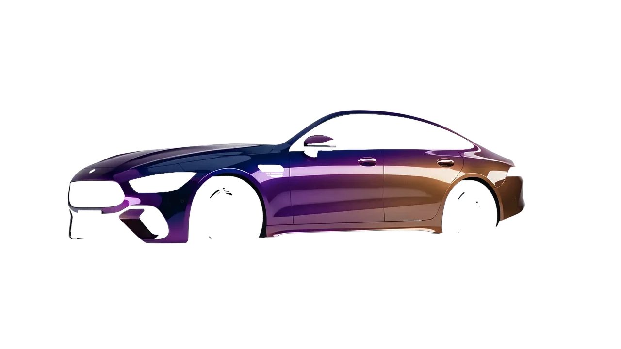 Mercedes-Benz AMG Gt63 S E Performance 4 Door 2023 wrapped in Gloss Flip Deep Space (3M GP278), front three-quarter view