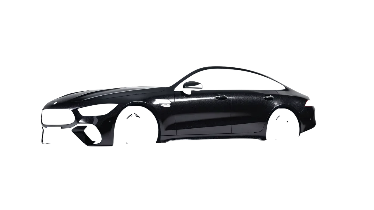 Mercedes-Benz AMG Gt63 S E Performance 4 Door 2023 wrapped in Mystery Black (Avery Dennison SW900-184-M), front three-quarter view