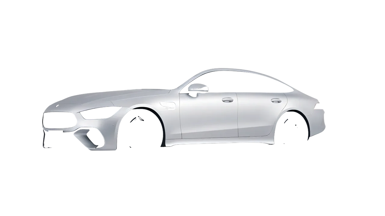 Mercedes-Benz AMG Gt63 S E Performance 4 Door 2023 wrapped in Matte Silver (3M M21), front three-quarter view