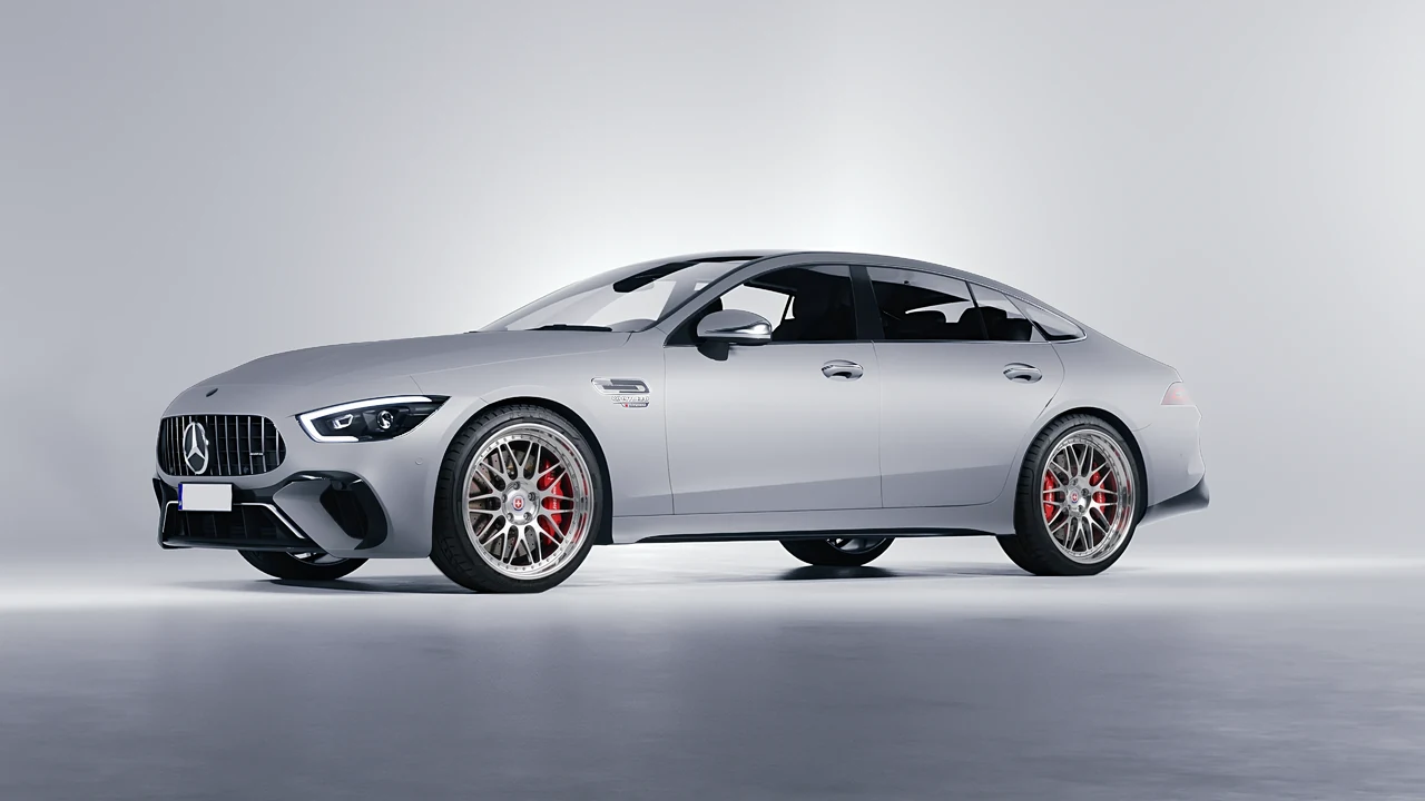 Mercedes-Benz AMG Gt63 S E Performance 4 Door 2023 on HRE Performance Wheels 540C forged wheels, front three-quarter view