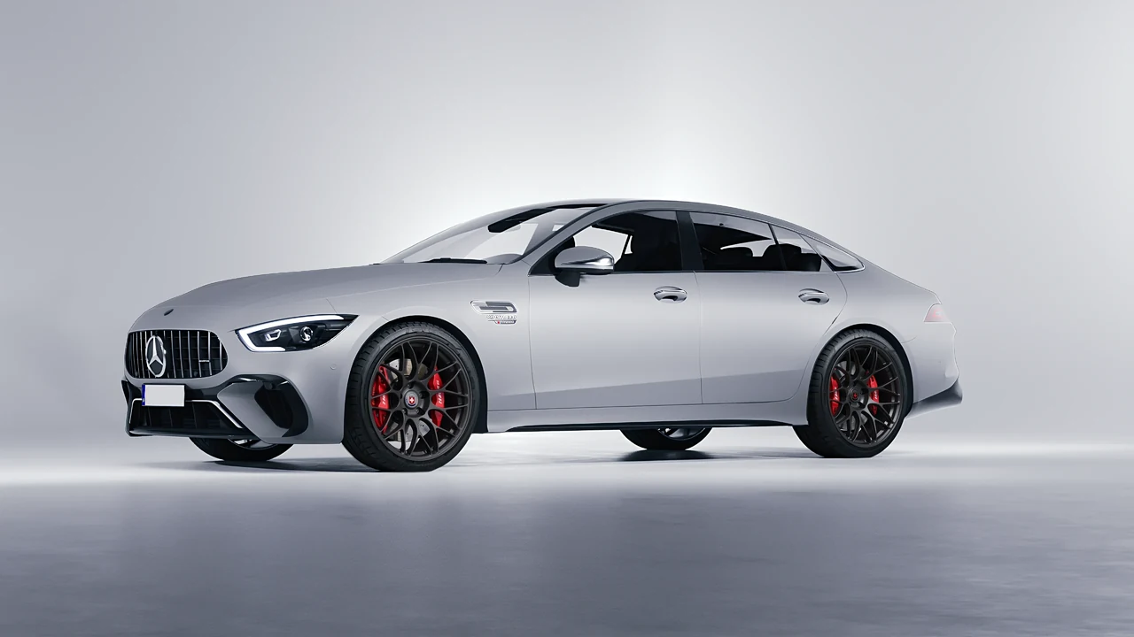 Mercedes-Benz AMG Gt63 S E Performance 4 Door 2023 on HRE Performance Wheels RC100 forged wheels, front three-quarter view