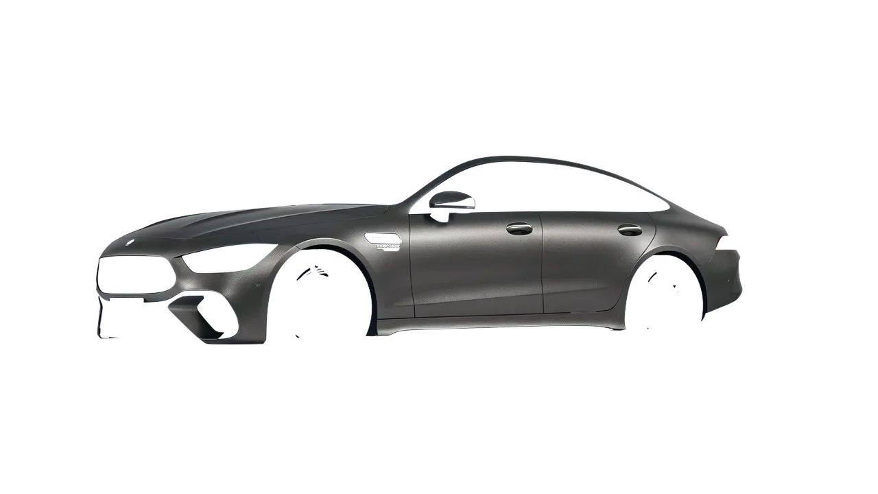 Mercedes-Benz AMG Gt63 S E Performance 4 Door 2023 wrapped in Black Rock Grey (Avery Dennison SW900-823-M), front three-quarter view