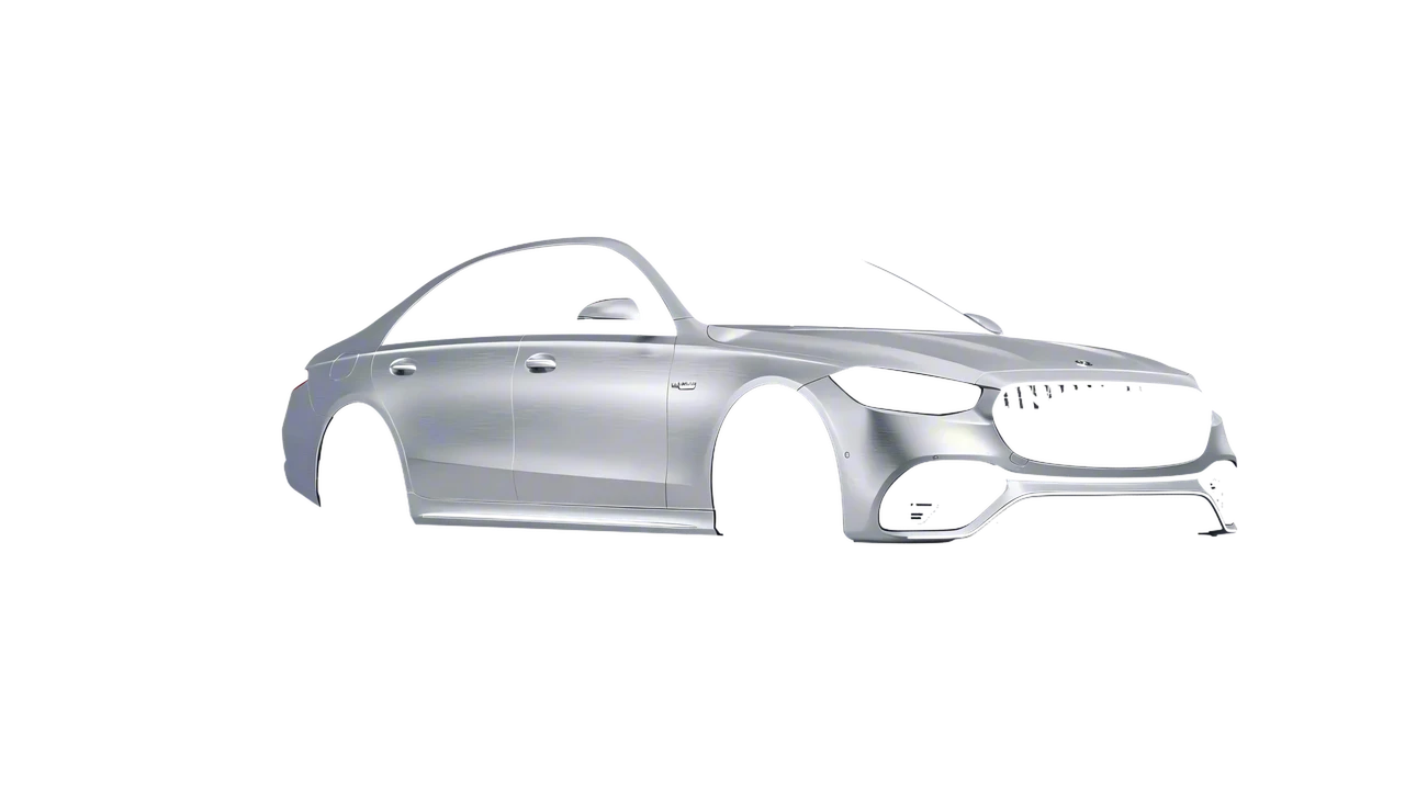 Mercedes-Benz AMG S 63 E Performance 2023 wrapped in Brushed Aluminum (Avery Dennison SW900-812-X), front three-quarter view