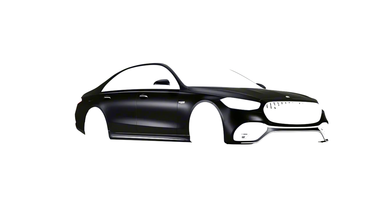 Mercedes-Benz AMG S 63 E Performance 2023 wrapped in Mystery Black (Avery Dennison SW900-184-M), front three-quarter view