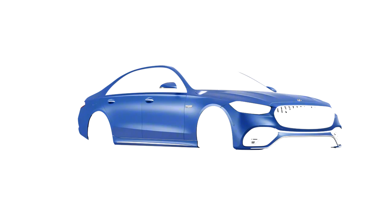 Mercedes-Benz AMG S 63 E Performance 2023 wrapped in Dreamline Blue (Avery Dennison SW900-616-O), front three-quarter view