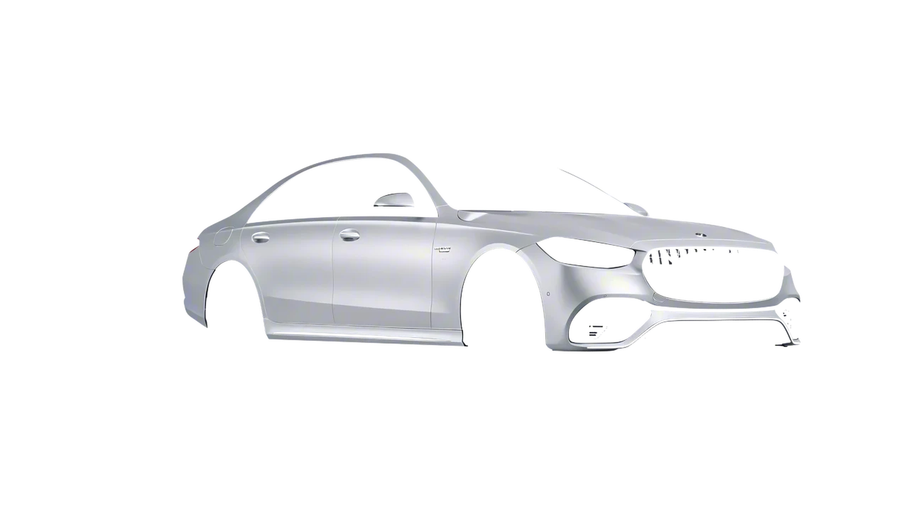 Mercedes-Benz AMG S 63 E Performance 2023 wrapped in Matte Silver (3M M21), front three-quarter view