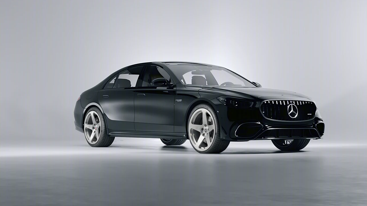 Mercedes-Benz AMG S 63 E Performance 2023 on HRE Performance Wheels 305M forged wheels, front three-quarter view