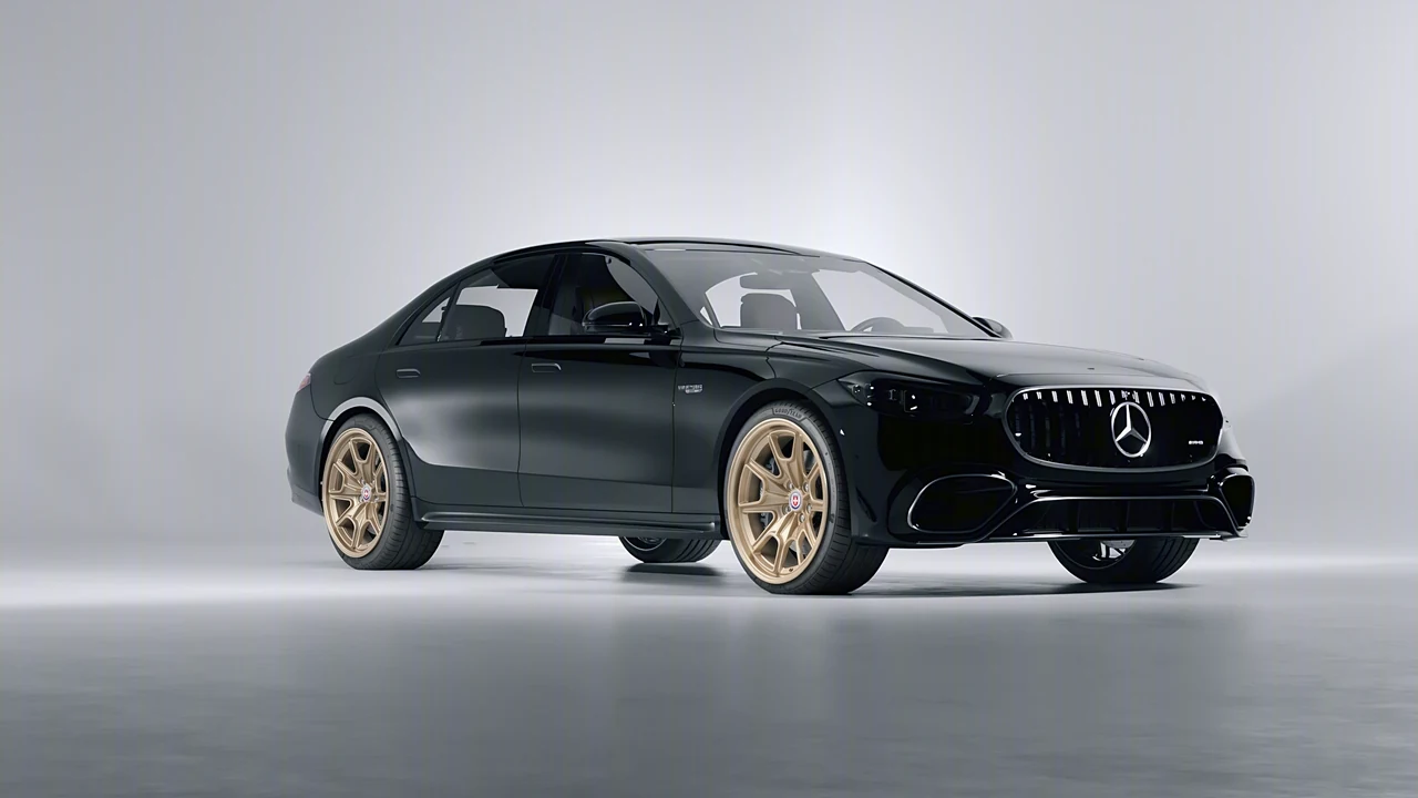 Mercedes-Benz AMG S 63 E Performance 2023 on HRE Performance Wheels 427M forged wheels, front three-quarter view