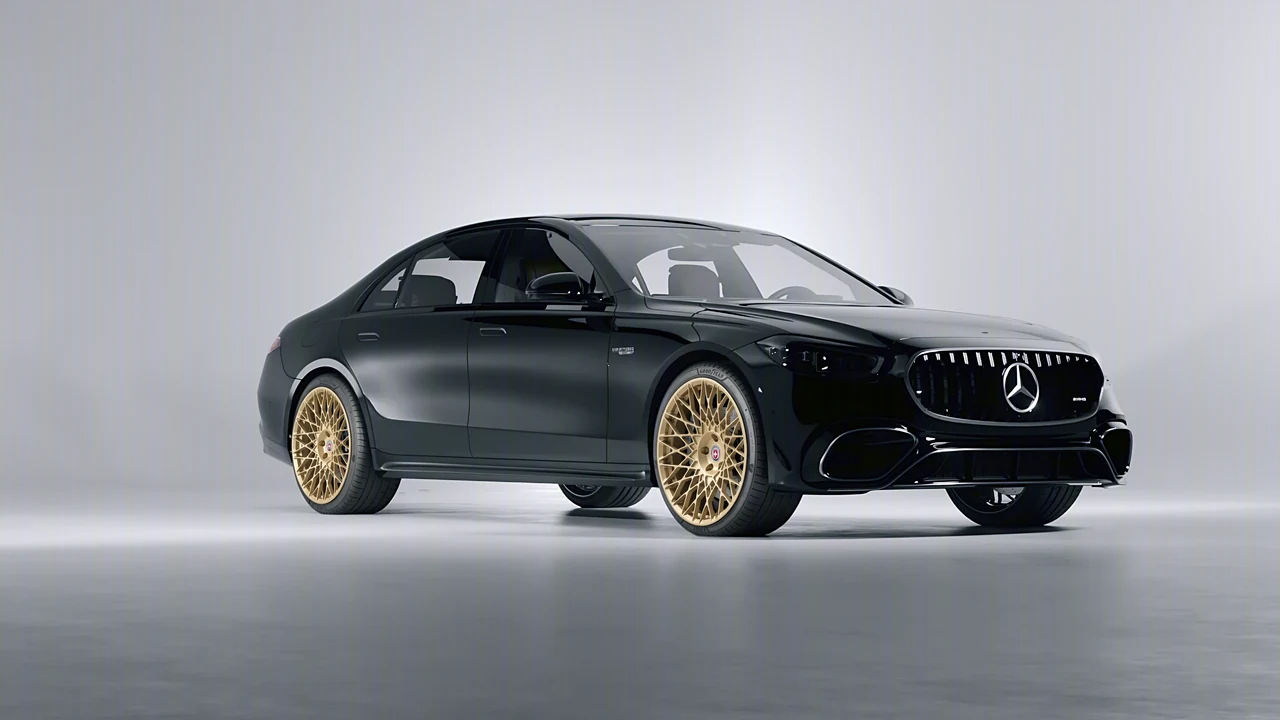 Mercedes-Benz AMG S 63 E Performance 2023 on HRE Performance Wheels 501M forged wheels, front three-quarter view