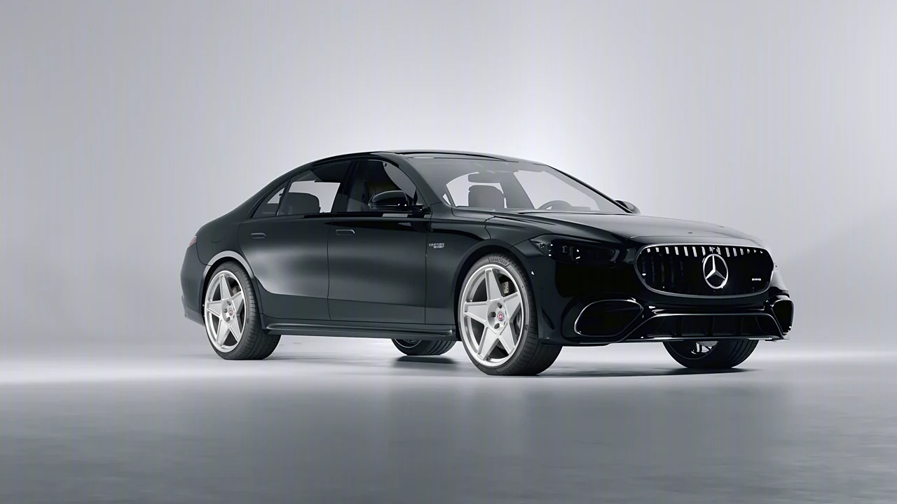 Mercedes-Benz AMG S 63 E Performance 2023 on HRE Performance Wheels 505M forged wheels, front three-quarter view