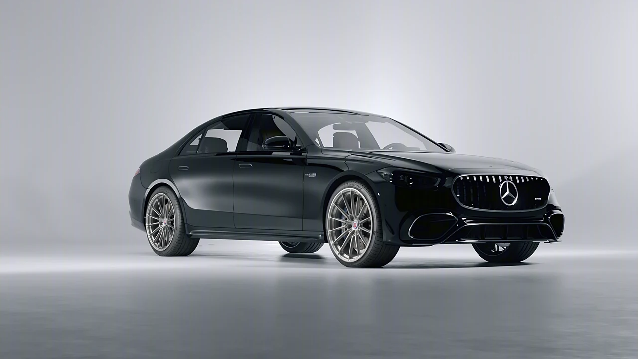 Mercedes-Benz AMG S 63 E Performance 2023 on HRE Performance Wheels P103SC forged wheels, front three-quarter view