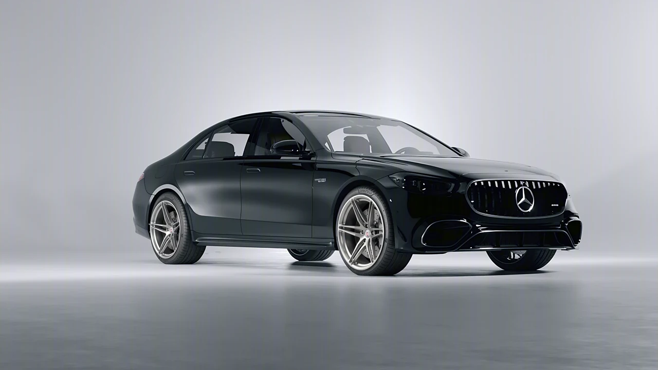 Mercedes-Benz AMG S 63 E Performance 2023 on HRE Performance Wheels P107 forged wheels, front three-quarter view