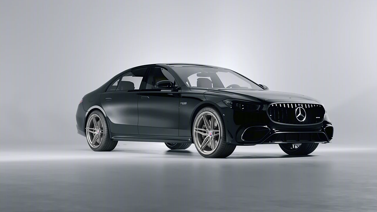 Mercedes-Benz AMG S 63 E Performance 2023 on HRE Performance Wheels P107SC forged wheels, front three-quarter view