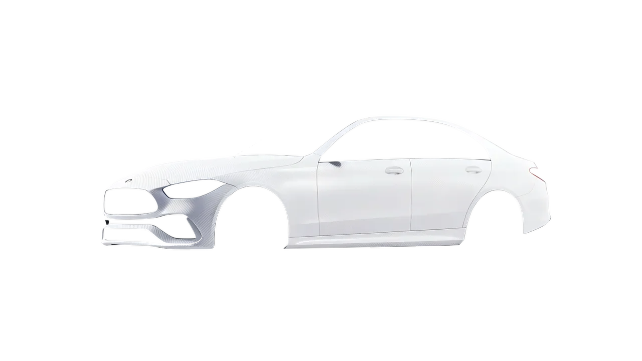 Mercedes-Benz C Class 2022 wrapped in Carbon Fiber White (Avery Dennison SW900-115-X), front three-quarter view