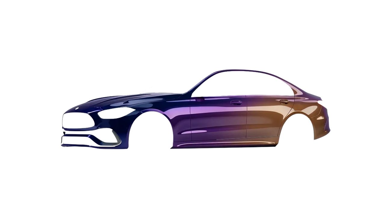 Mercedes-Benz C Class 2022 wrapped in Gloss Flip Deep Space (3M GP278), front three-quarter view