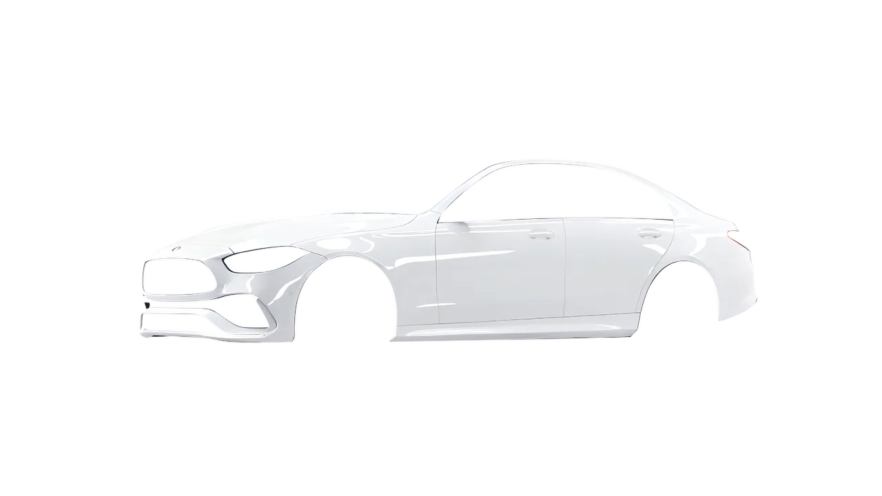 Mercedes-Benz C Class 2022 wrapped in Gloss White (3M G10), front three-quarter view