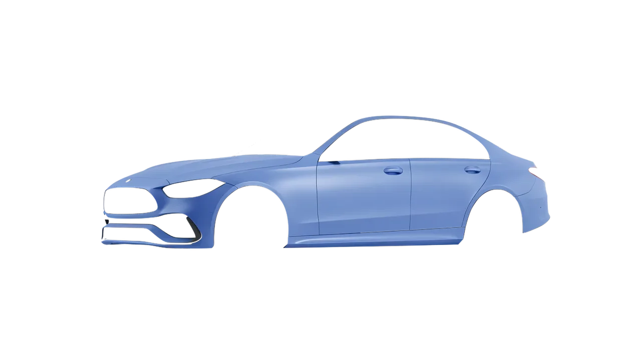 Mercedes-Benz C Class 2022 wrapped in Dreamline Blue (Avery Dennison SW900-616-O), front three-quarter view
