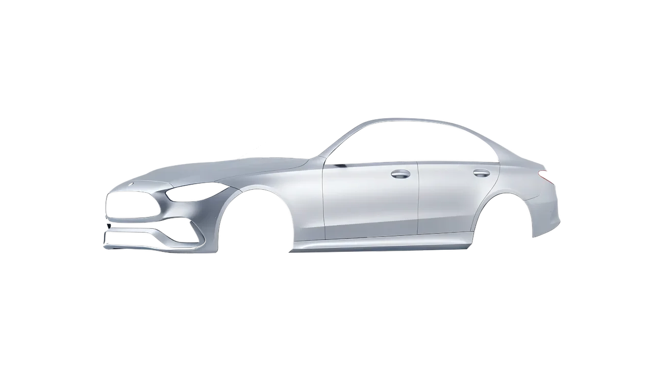 Mercedes-Benz C Class 2022 wrapped in Matte Silver (3M M21), front three-quarter view