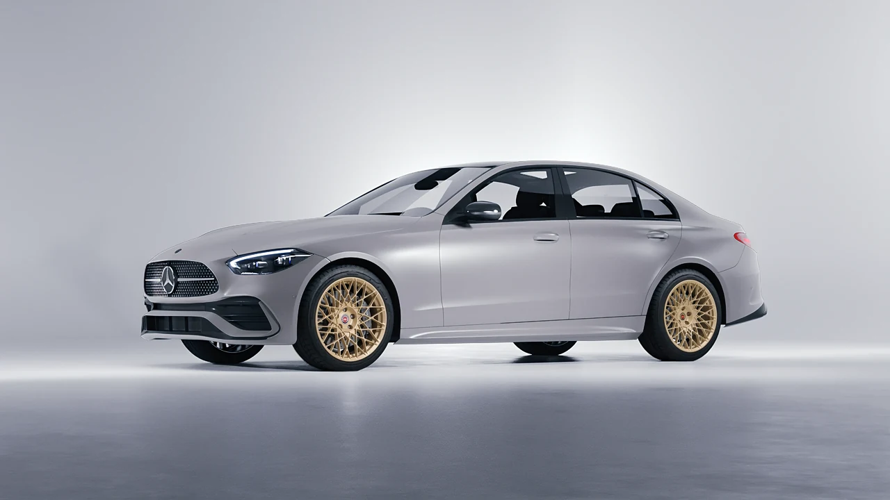 Mercedes-Benz C Class 2022 on HRE Performance Wheels 501M forged wheels, front three-quarter view