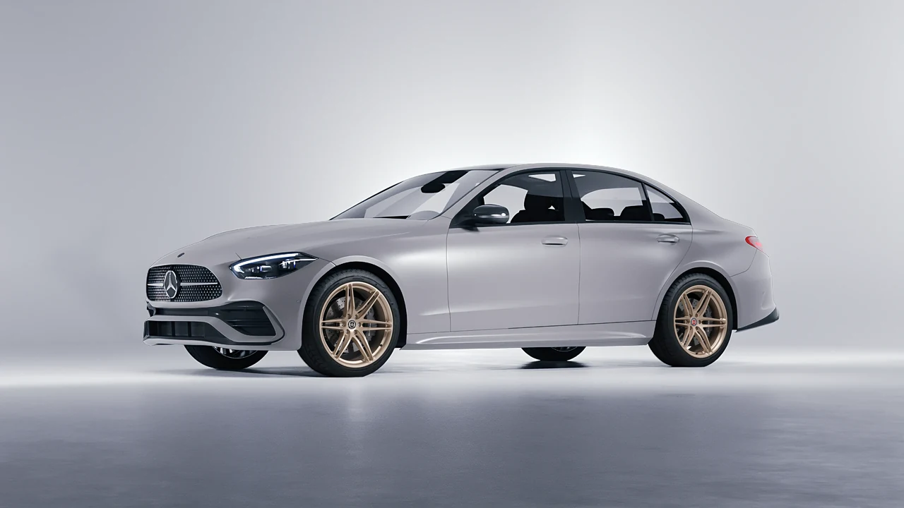 Mercedes-Benz C Class 2022 on HRE Performance Wheels P106 forged wheels, front three-quarter view